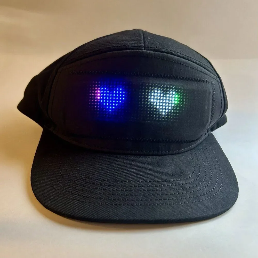 Black LED Cap Programmable APP Control Editable Colorful LED Hat *New & Works